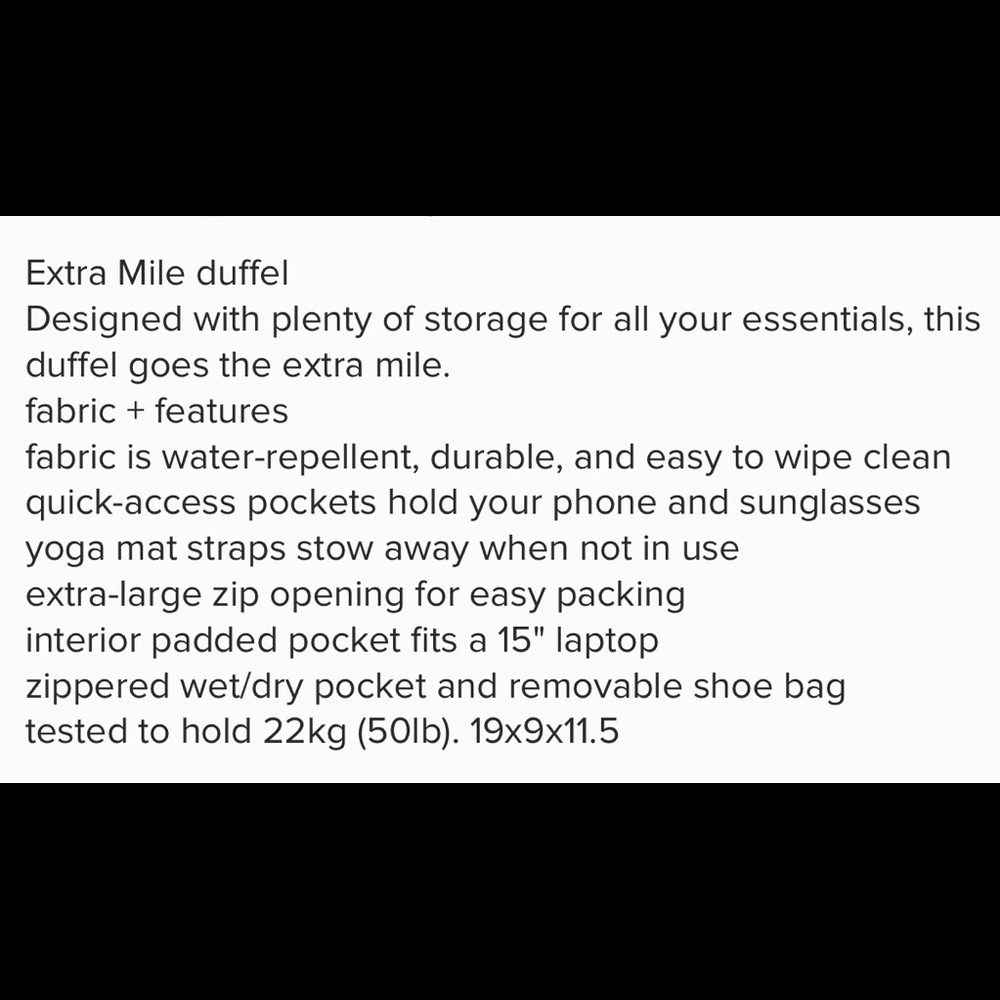 Lululemon Extra Mile Duffel Bag - Picture 2 of 7